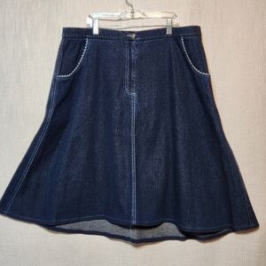 Bechamel Denim A Frame Prairie Skirt Modest Cottage Core Scalloped Accents 18W